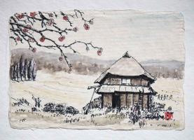 Sato Yama 08 (Original Mountain Village Sketch) by Hiroto Norikane